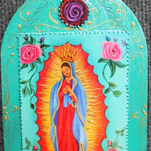 Our Lady of Guadalupe, Mexico art, Mexico decor, Virgen De Guadalupe, Guadalupe Icon, Mother Mary, Religious art, Religious Icon, altar art