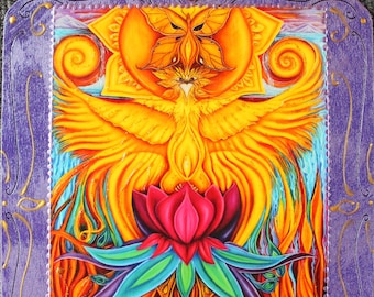 Phoenix Rising Wood Wall Art: Spiritual Altar Decor