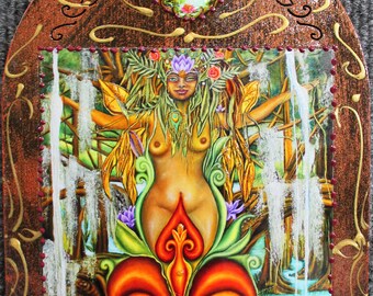 Fleur de lis Goddess, Bayou goddess, fairy art, New Orleans art, bayou art, Fleur de Lis art, nude art, nude fairy art, winged fairy