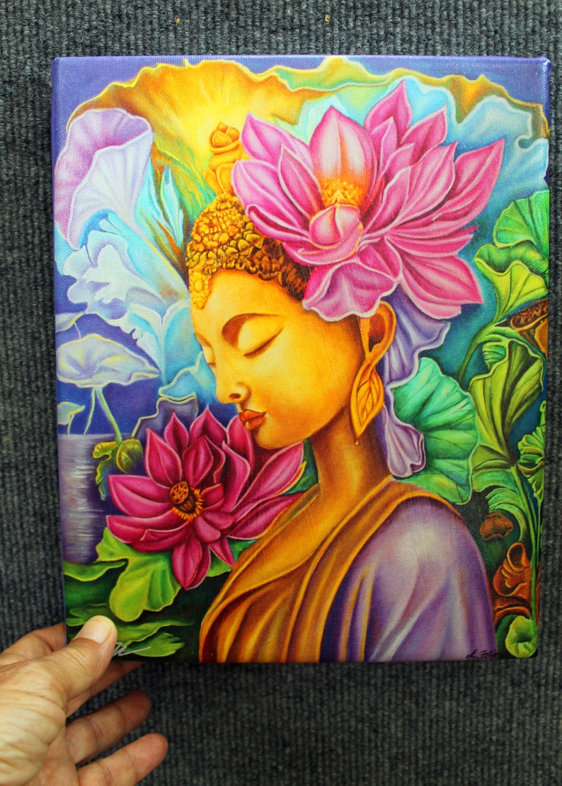 Kuan Yin Canvas print, Kuan Yin wall art, kuan Yin,Goddess of compassion, Chinese Goddess, Buddha art, meditation art,Spiritual art, zen art image 2