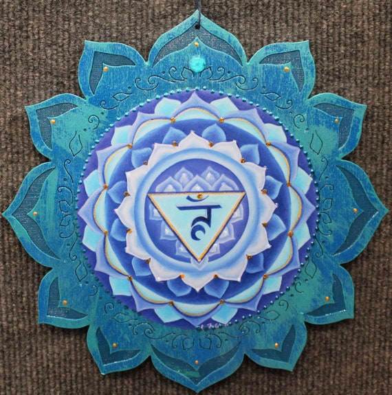 Throat Chakra Wall Art: Blue Mandala, Meditation Altar Decor