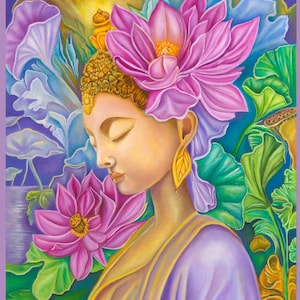 Kuan Yin Canvas print, Kuan Yin wall art, kuan Yin,Goddess of compassion, Chinese Goddess, Buddha art, meditation art,Spiritual art, zen art