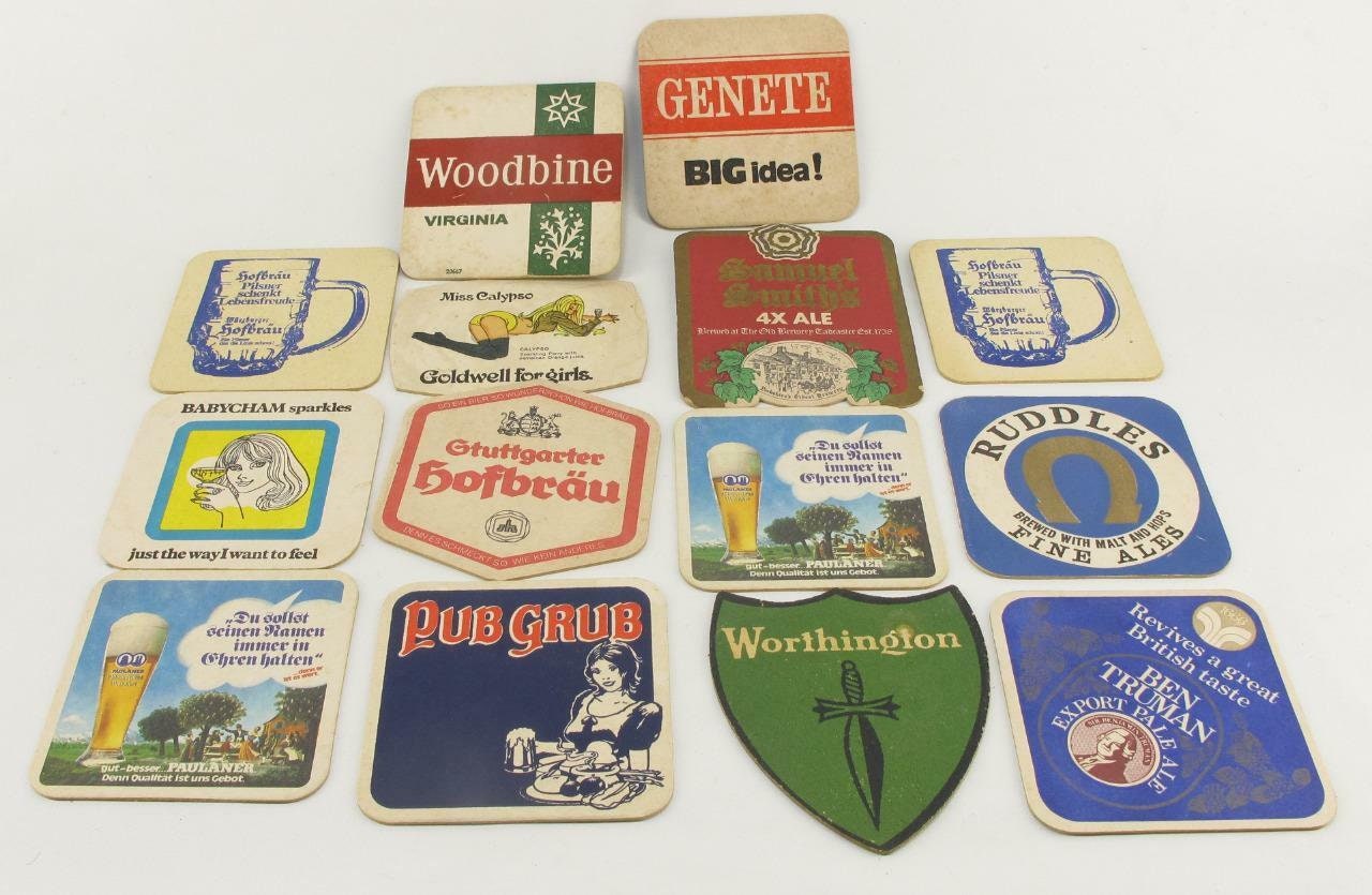 Vintage Lot of 14 Beer Coasters Lot A Etsy