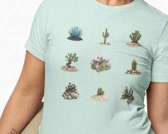Cactus Garden Tee: Botanical Plant Mom Gift - Unisex Jersey Short
