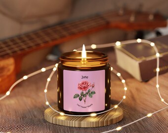 Juni Geburtstagskerze: Rose Duftende Sojakerze Geschenk