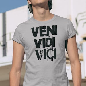 Latin Quote Veni Vidi Vici Caesar Unisex Tee, Short Sleeve T-Shirt, Roman History Gift, Julius Caesar Shirt, Latin Language Top, Historical