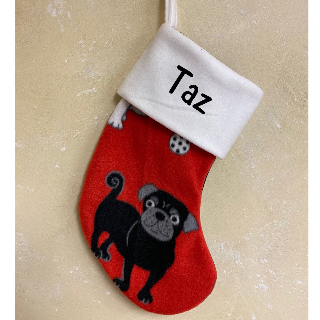 Pug Dog Personalized Fleece Christmas Stocking Etsy