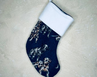 Dalmatian Dog Personalize Fleece Christmas stocking