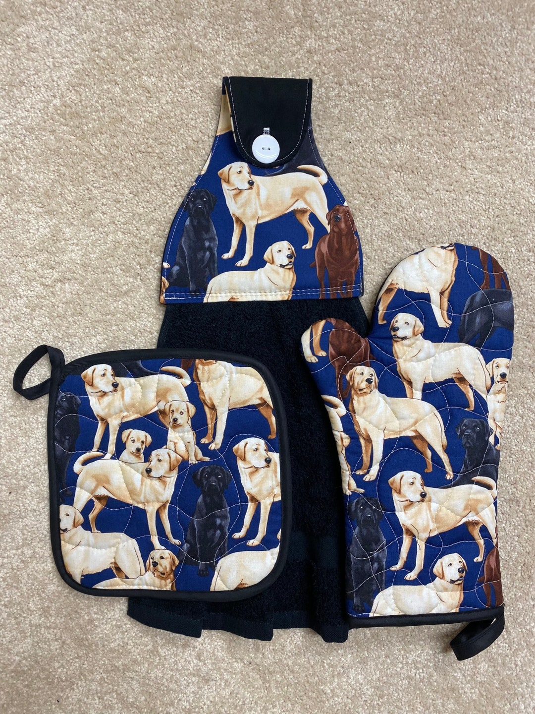 Labrador Retriever Theme Oven Mitt, Pot Holder and Hanging Towel