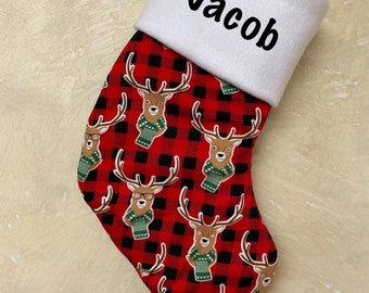 Deer Personalized Knit/Fleece Christmas stocking