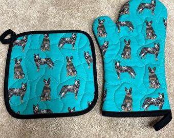 Topflappen & Ofenhandschuh Mit Australian Shepherd Motiv – Hitzebeständig Bis 300°C
