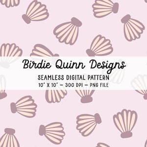 Seashell Seamless Pattern: Hand-Drawn Beach Design (PNG Digital Download, 300 DPI)