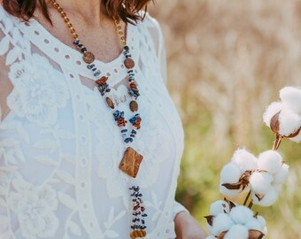 Naszyjnik z jaspisu obrazkowego - Southwest Jewelry - Prezent dla niej