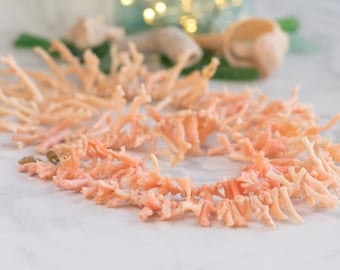 Angel Skin Coral Necklace - Vintage Branch Coral Necklace - Summer Wedding Necklace - Gift For Her - 190g