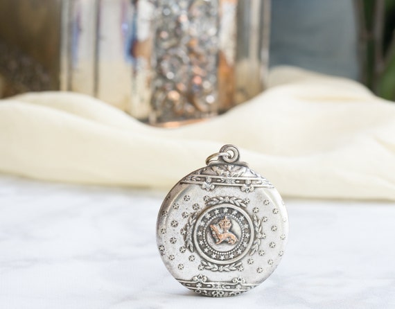 Antique Mirror Locket - Sliding Mirror Pendant -