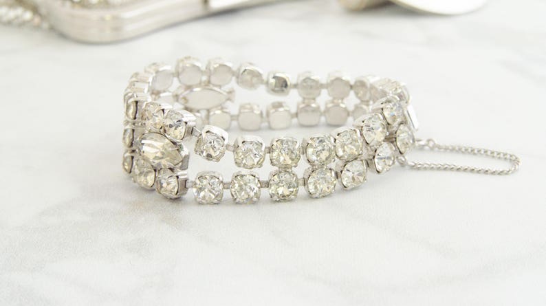 Rhinestone Statement Bracelet Marvelous Mrs. Maisel Wedding Party Gift Vintage Swarovski Crystal Bracelet Rockabilly Fashion image 6