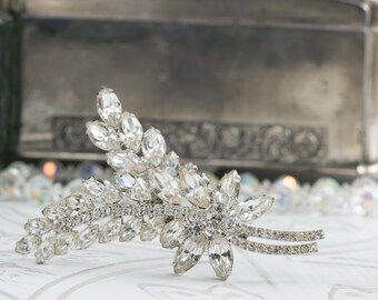 Large Rhinestone Brooch - Vintage Wedding Jewelry for Bride or Bridesmaid