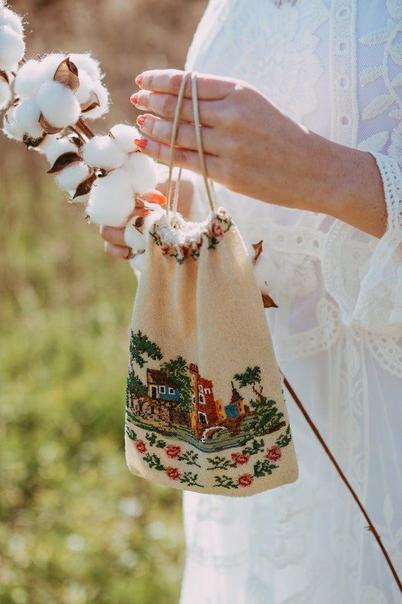 Micro Beaded Victorian Reticule - Antique Bag For 