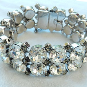 Statement Rockabilly Jewelry - Weiss Smoke Rhinestone Bracelet - Maid of Honor Gift - Gift for Her - One of a Kind Designer Jewelry