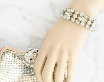 Rhinestone Statement Bracelet - Marvelous Mrs. Maisel - Wedding Party Gift -  Vintage Swarovski Crystal Bracelet - Rockabilly Fashion