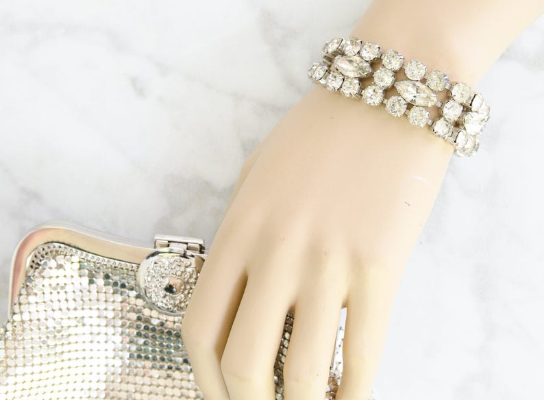 Rhinestone Statement Bracelet Marvelous Mrs. Maisel Wedding Party Gift Vintage Swarovski Crystal Bracelet Rockabilly Fashion image 1