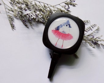 Porte-badge  (Badge reel)  "Oiseau ballerine " "Idéale pour infirmière, enseignant(e) clés