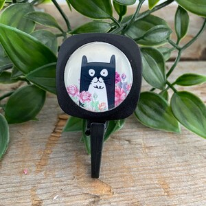 Badge id , porte -carte rétractable " Chat noir " idéal  pour carte magnétique , carte d'employé , pour infirmières , enseignants ,