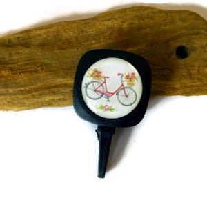 Porte-insigne rétractable (badge reel)" Bicyclette à fleur " Idéal pour carte d'employé, infirmières