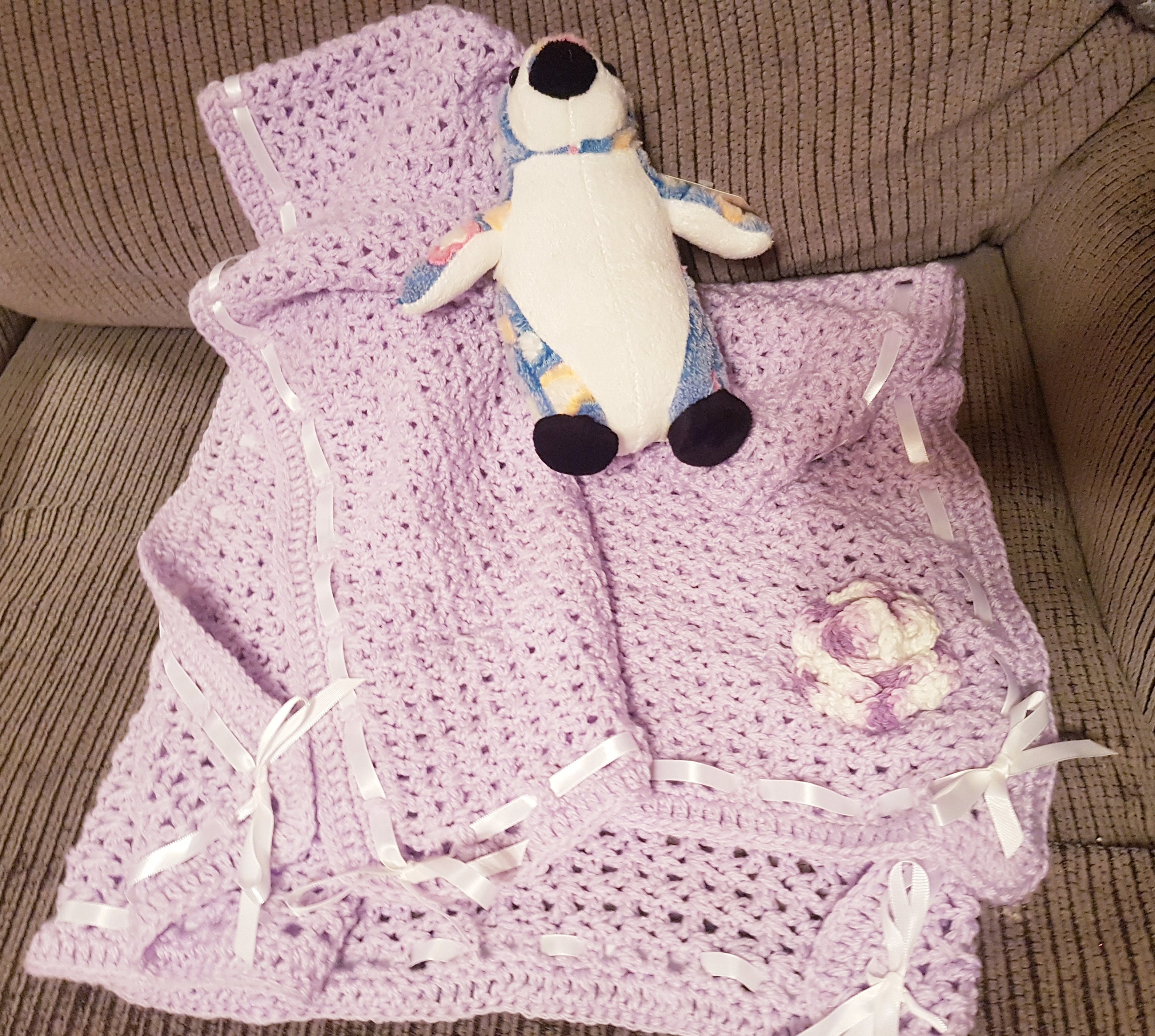 dainty light lilac baby girl blanket and hat gift Etsy