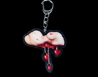 Gory female body torso keychain // Alienmoe signature keychain