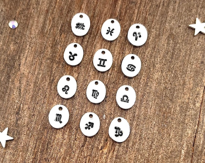 Hand-stamped Tiny Star Sign Charm - single