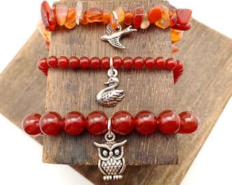 Carnelian bracelet, carnelian beaded bracelet, carnelian bead bracelet, carnelian jewellery, carnelian crystal, crystal bracelet set,