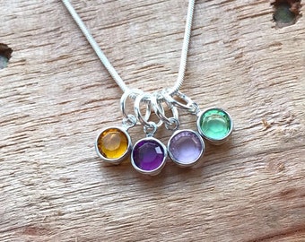 Family birthstone necklace, family necklace, family birthstone, silver birthstone necklace, family birthstone jewellery, birthstone necklace