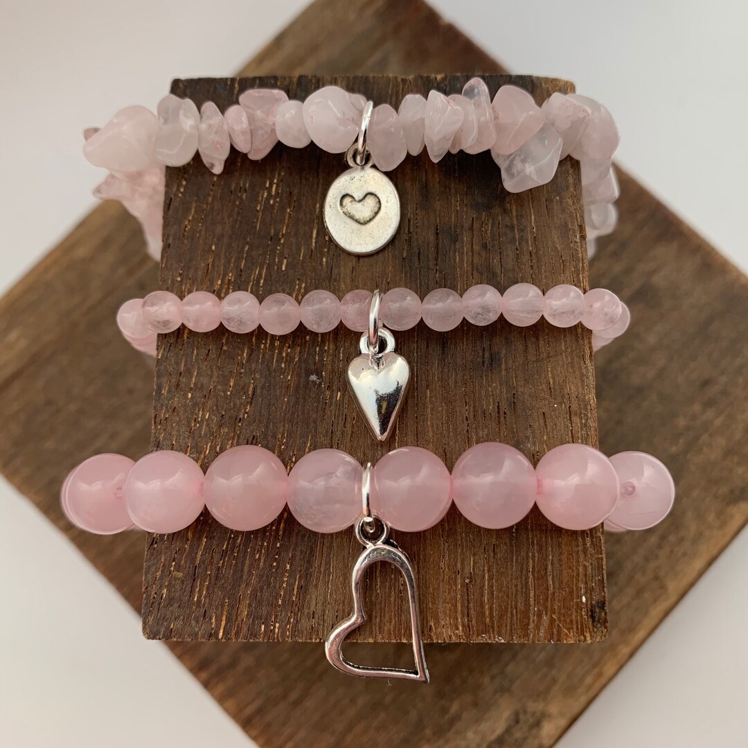 Rose Quartz Bracelet, Rose Quartz Crystal Bracelet, Rose Quartz Stretch