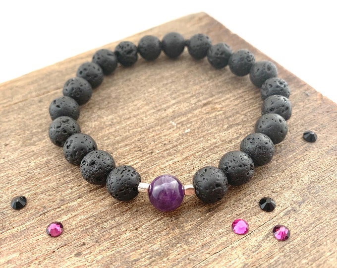 Lava Bead & Gemstone Bracelet