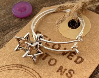 Star hoops, silver star hoops, silver hoops with charm, silver star earrings, star earrings, star hoop earrings, hoop charm earrings,
