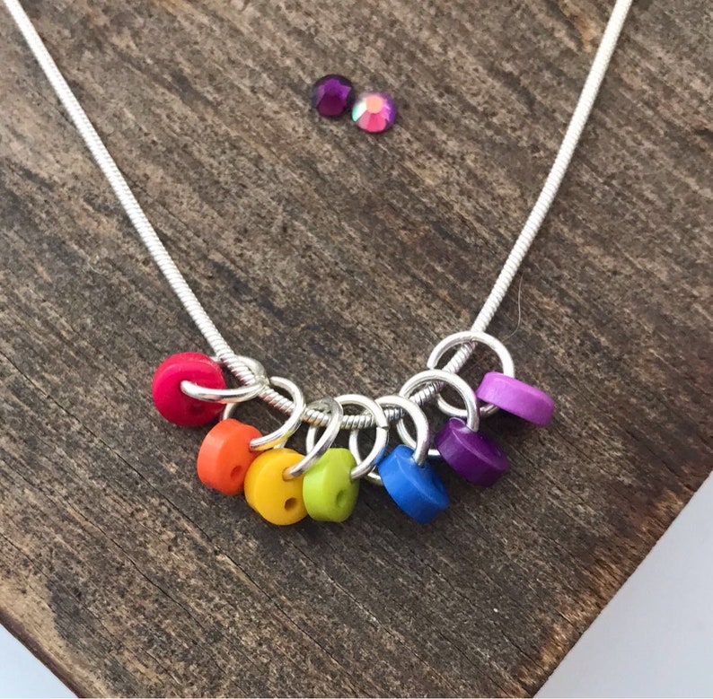 Rainbow necklace rainbow baby gift colourful necklace button necklace rainbow lgbt, necklace rainbow rainbow bridge rainbow chain