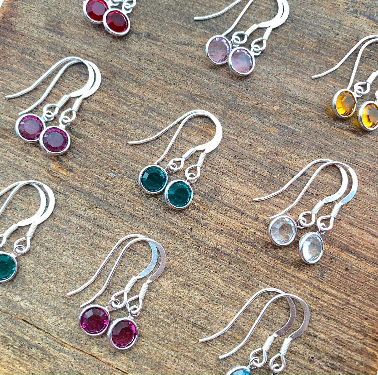 Birthstone Earrings Birthstone Drop Earrings Silver Etsy UK