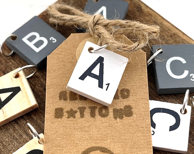 Wood Tile Letter Charm - single