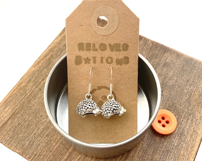 Hedgehog earrings, hedgehog gifts, hedgehog jewellery, hedgehogs, autumn earrings, cottagecore earrings, cottagecore gifts, autumn gifts,