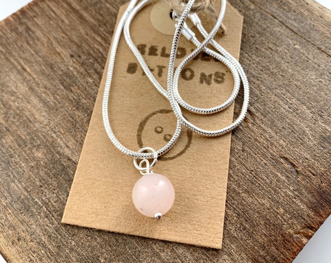 Rose quartz necklace, rose quartz crystal necklace, rose quartz bead necklace, rose quartz pendant, rose quartz silver necklace,