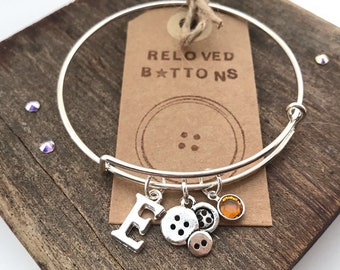 Birthstone charm bracelet, birthstone bracelet, silver birthstone bracelet, personalised charm bracelet, charm bangle, birthstone bangle,