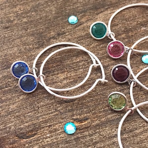 Birthstone hoop earrings, birthstone earrings, birthstone hoops, personalised hoop earrings, hoop earrings sterling silver, birthstone gifts