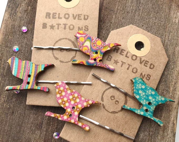 Bird on Branch Hair Clips