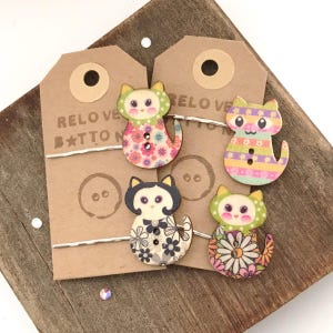 Cat hair clip, cat hair, cat hair accessories, wooden hair clip, animal hair clip, cat gifts for cat lovers, cat gifts for girls, cat lovers