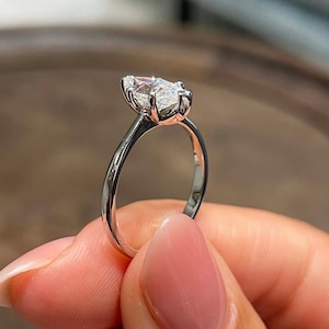 Solid 14k White Gold Ring, IGI Certified, 1 Carat Marquise Cut Diamond Engagement Ring, F Color VS2 Clarity, Lab Grown Diamond, 6 Prong Ring