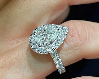 Gorgeous Engagement Ring Pear Halo Style 14K White Gold With Gorgeous Engagement Ring Pear Halo Style 14K White Gold With