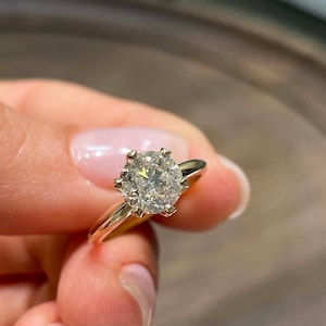 Round Diamond Engagement Ring, 1.5 Carat Round Shaped, 18K Yellow Gold Diamond, Round Diamond Ring, Solitaire Diamond Ring, Engagement Ring