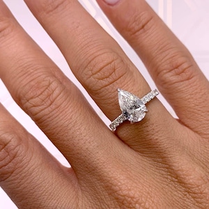 Designer 2 CT Pear Shape Real Diamond Engagement Ring