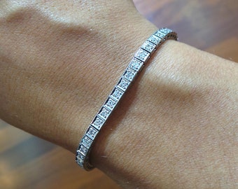 1 Ct, Diamond Tennis Bracelet, 14k Solid White Gold , Natural Sparkling Round Diamonds, Bracelet for Women, Statement Jewelry, Gifts for Her